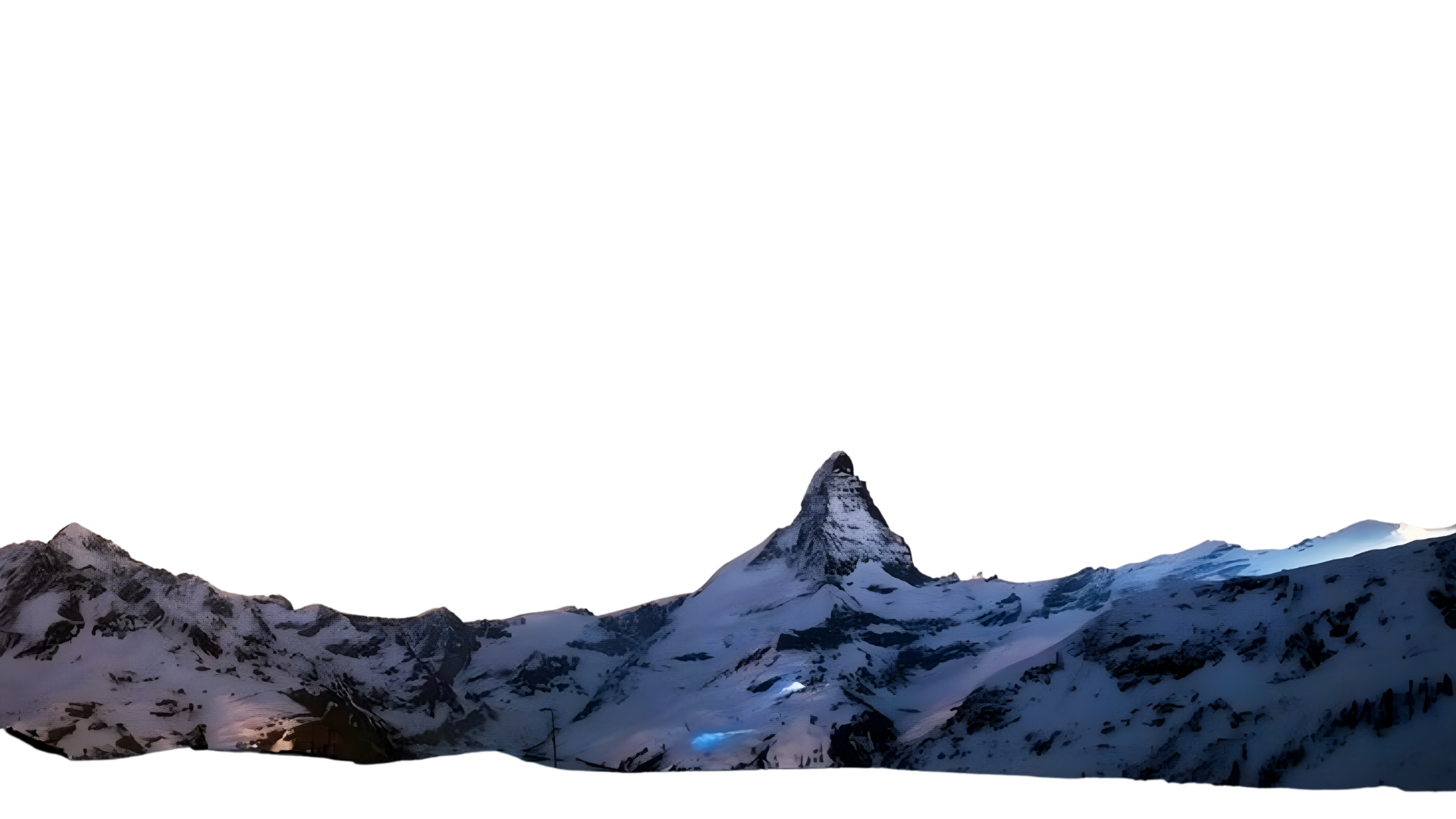 Mountain silhouettes emerging through polar haze